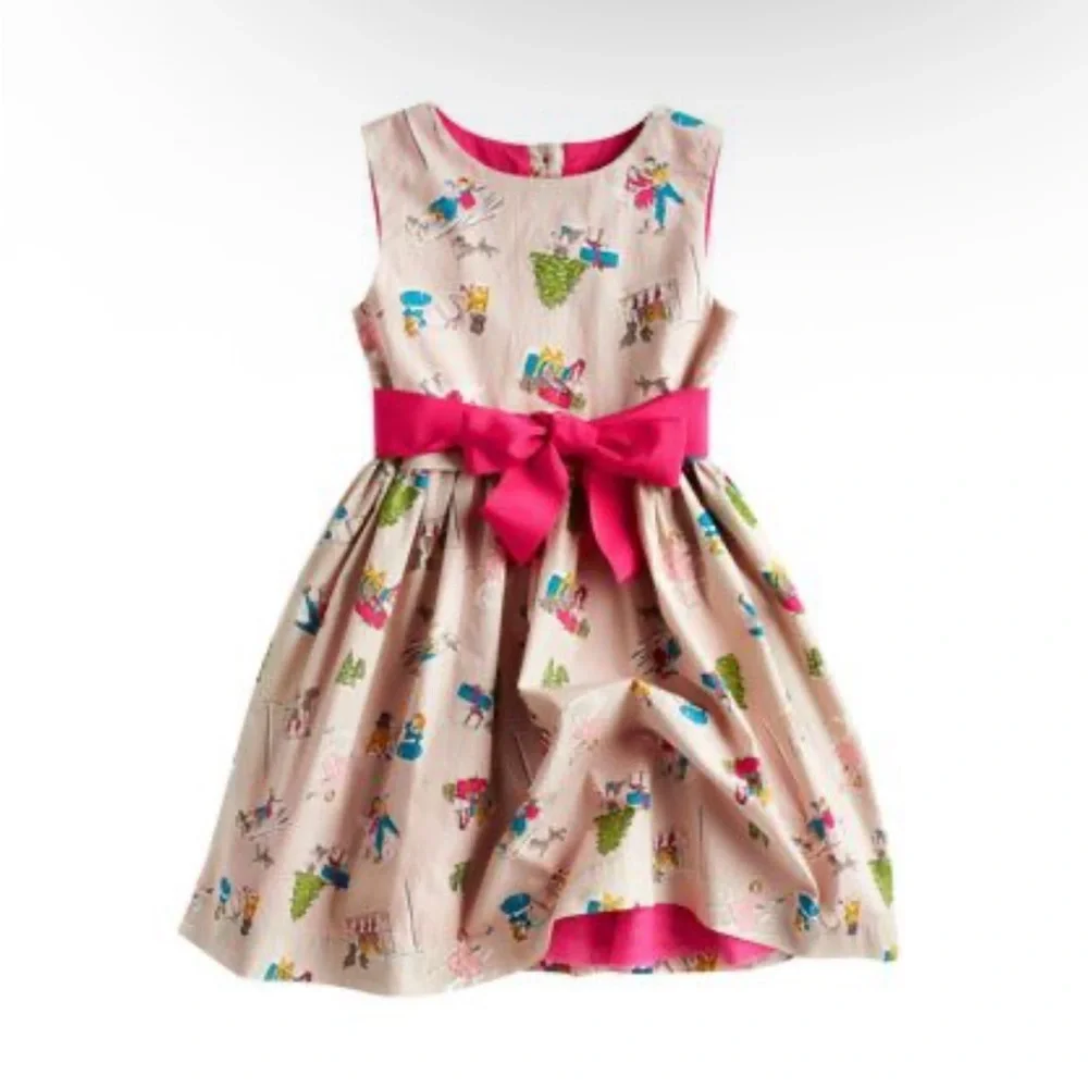 Vintage Joules Christmas Themed Girls Dress Sleeveless Size 4-5